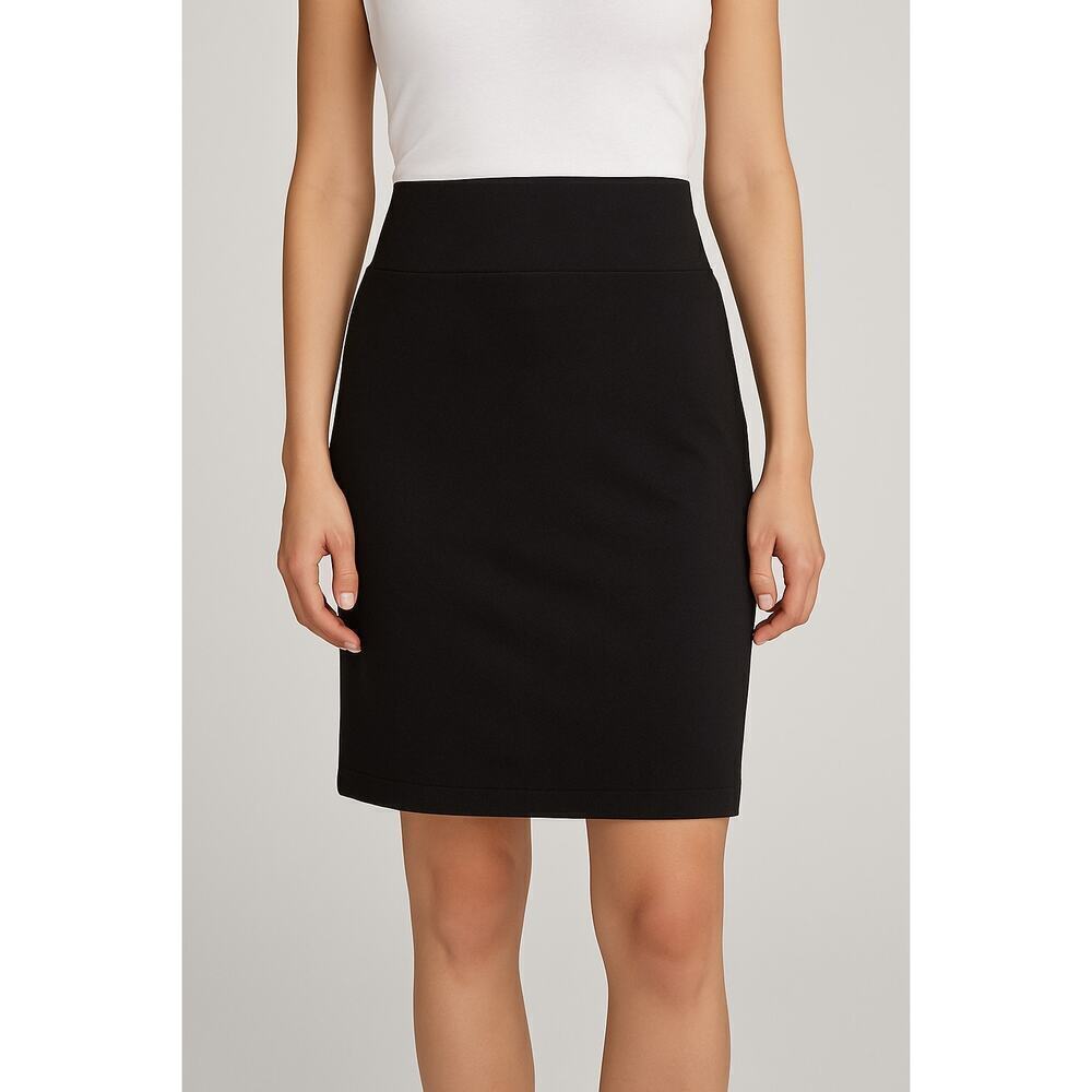 Eileen Fisher Black Stretch Knit Pencil Skirt Size L
